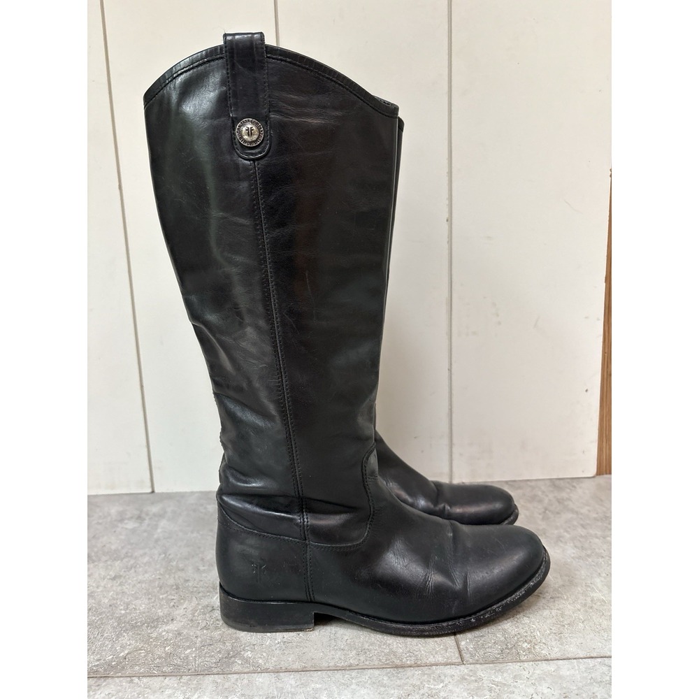 Frye Melissa Button 2 Boots Women's 8.5 B Black Leather Western Knee High Boho